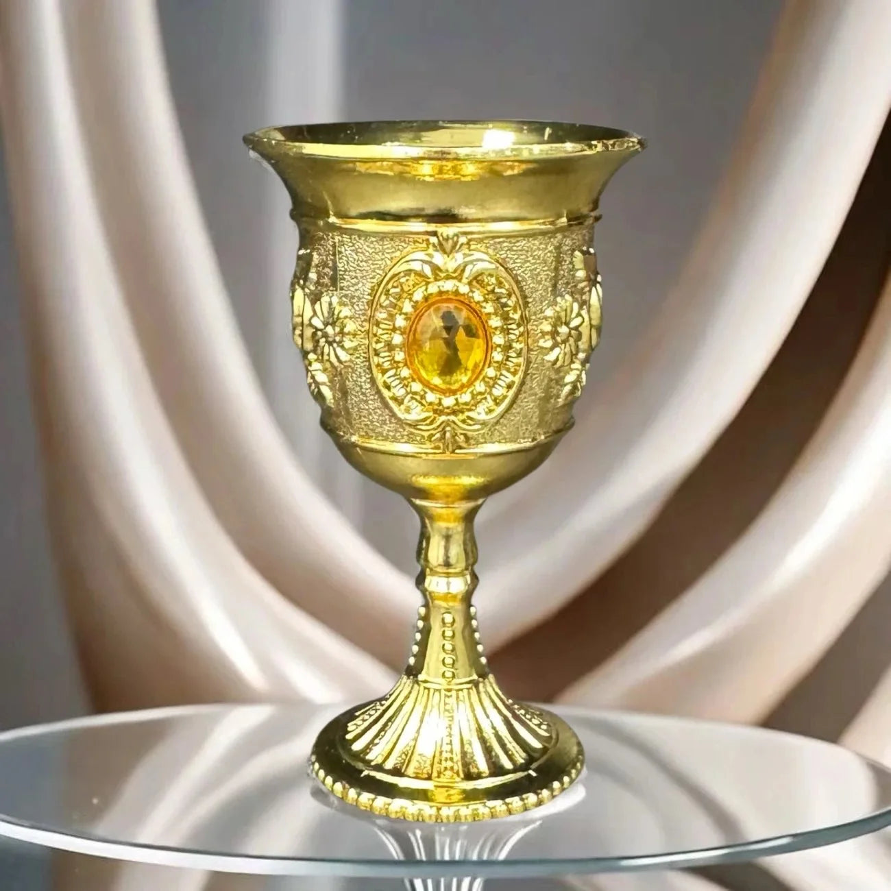 European Gemstone Rose Metal High Footed Wine Cup Wedding Toast Cup Household Wine Glass Holiday Gift